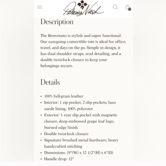 Patricia Nash 10th Anniversary Slouchy Leather Tote - Picture 11 of 14